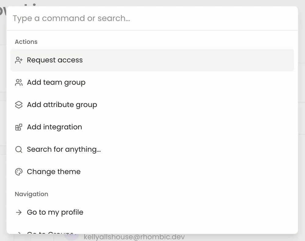 Oblique command palette