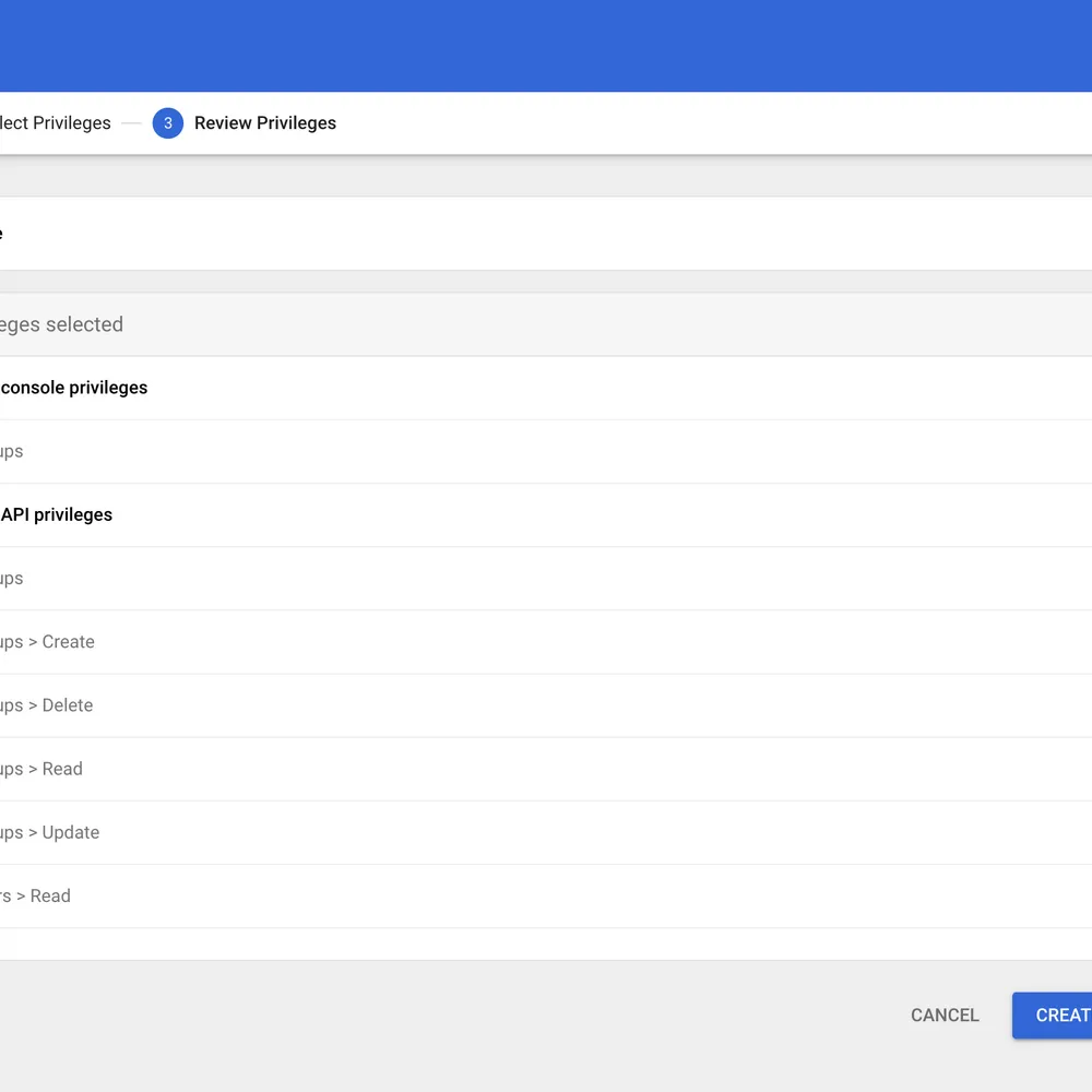 Google admin role privileges