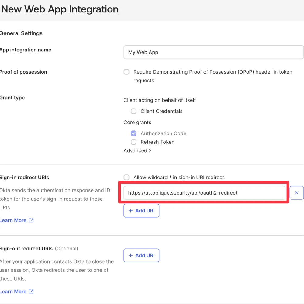 Okta OpenID Connect configuration